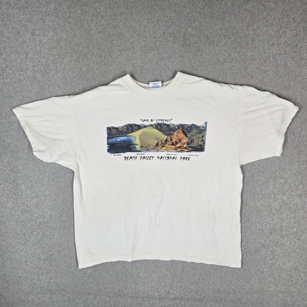 VINTAGE Death Valley National Park Men Shirt XL White Land of Extremes Graphic